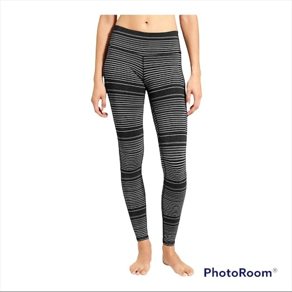 Athleta Pants - ATHLETA Black Color Block Stripe Mid Rise Full Length Chatarunga Leggings Medium
